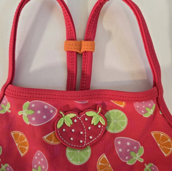 LuvGear Sun Alert pink with fruit swimsuit for toddler size 2T - Picture 3 of 10
